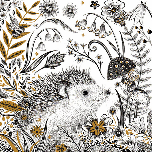 Ink Moon Hedgehog Greetings Card