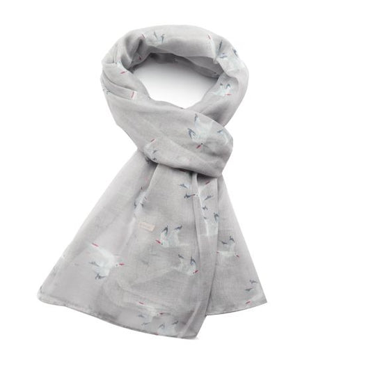 Seagull Print Scarf, Silver