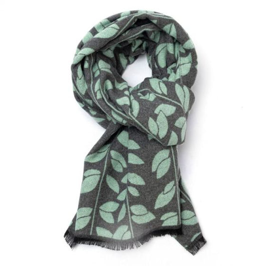 Terry Mint Leaves Scarf, Grey