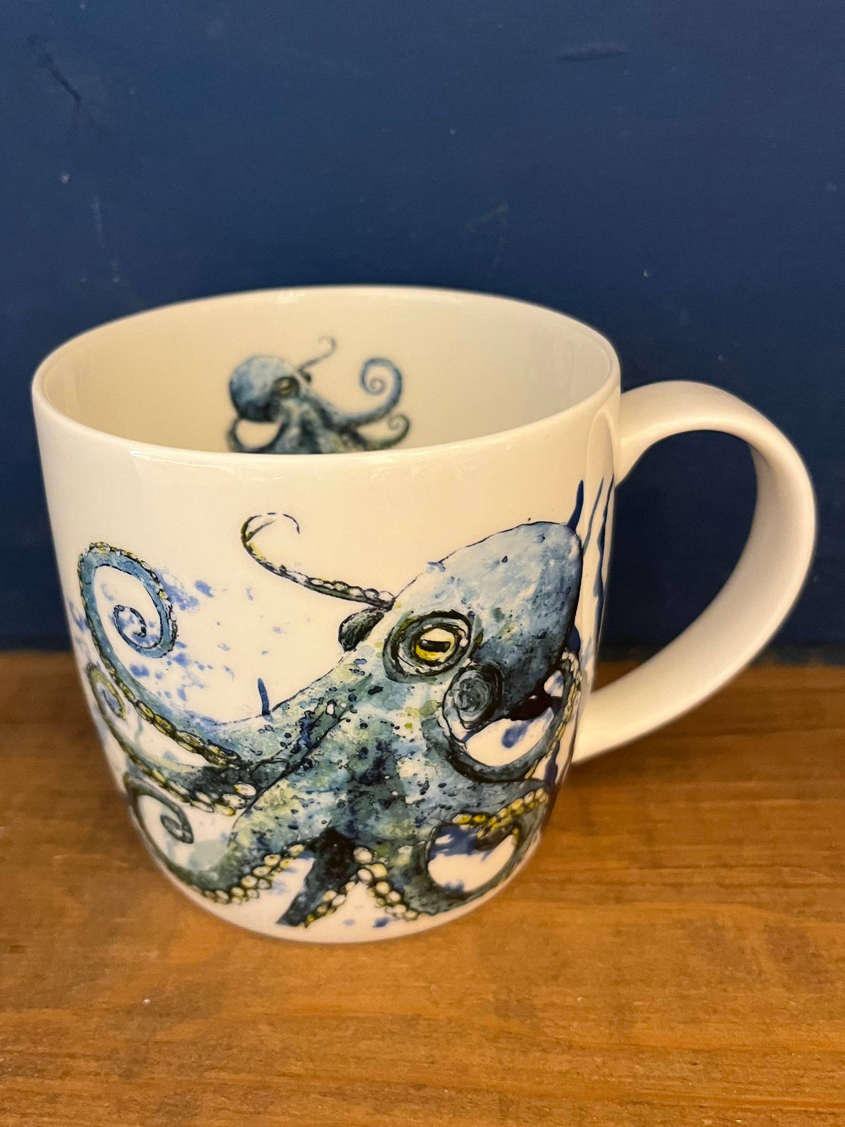 Blue Octopus Bone China Mug