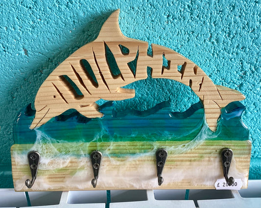 Dolphin/Mermaid Wood and Resin Keyholder