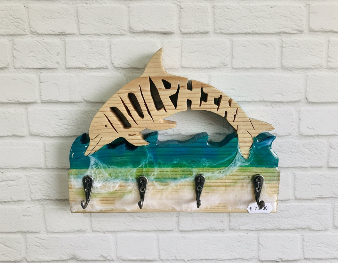 Dolphin Wood and Resin Key Holder