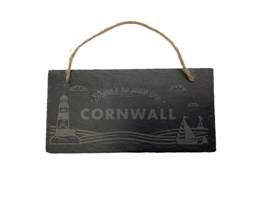 ‘Cornwall is my happy place’ Slate Hanging Plaque