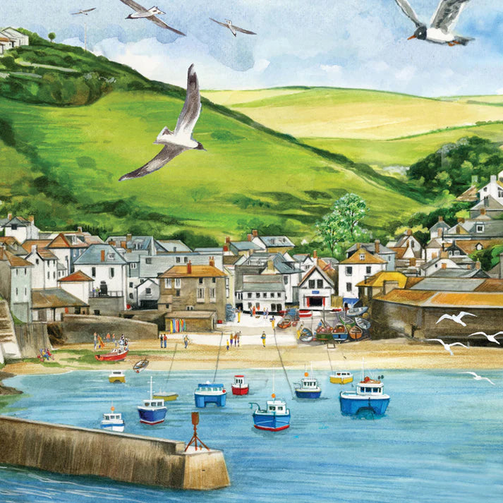 Quayside Gallery Port Issac Harbour Scene Greetings Card