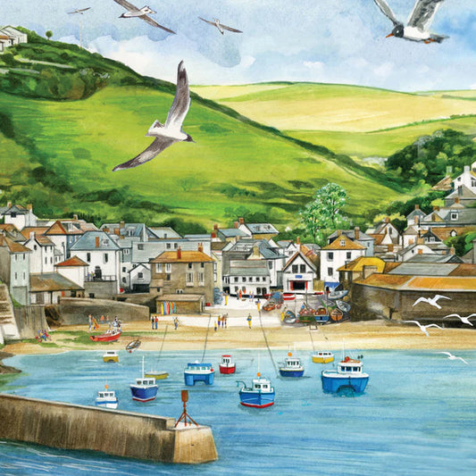 Quayside Gallery Port Issac Harbour Scene Greetings Card