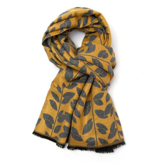 Terry Mint Leaves Scarf, Mustard