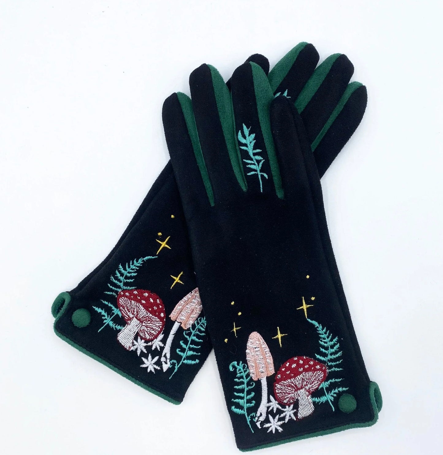 Secret Garden Embroidered Touchscreen Foliage Gloves