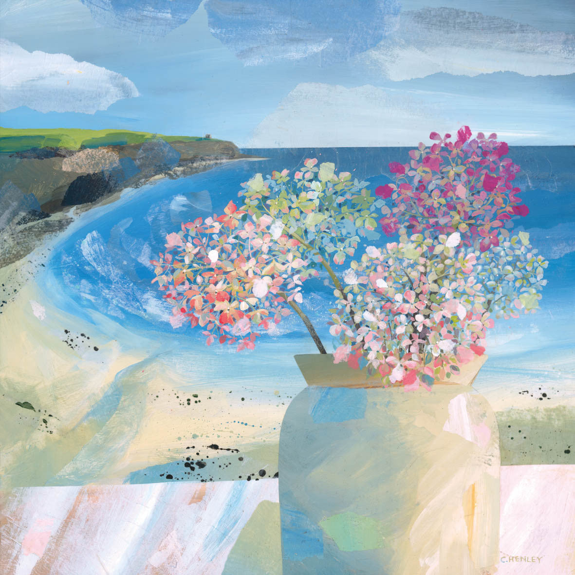 Hydrangeas Greetings Card by Claire Henley