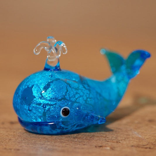 Glass Whale with Spouting Water