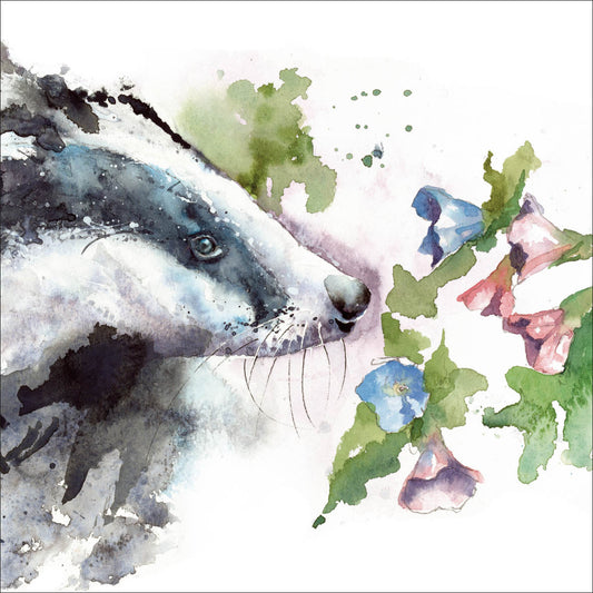 Rachel Toll Badger and Foxglove Greetings Card