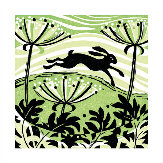 Manda Beeching Hillside Hare Eco-Friendly Greetings Card