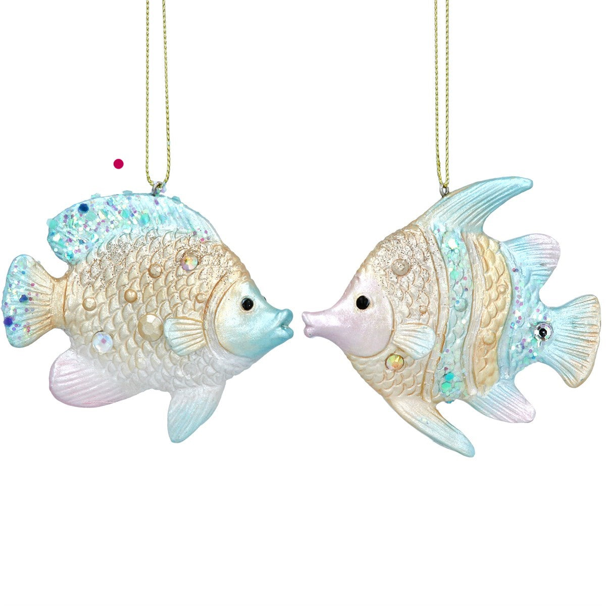 Blue/Pink/Gold Resin Fish Christmas Decoration