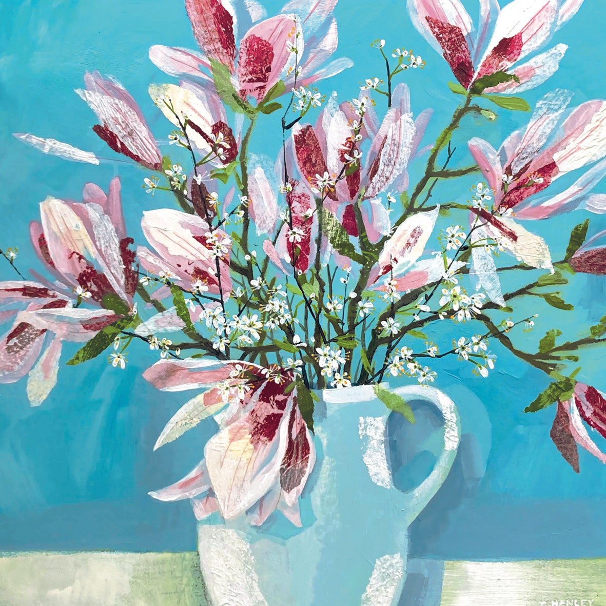 Magnolia & Blossom Greetings Card by Claire Henley