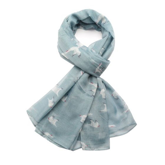 Seagull Print Scarf, Duck Egg