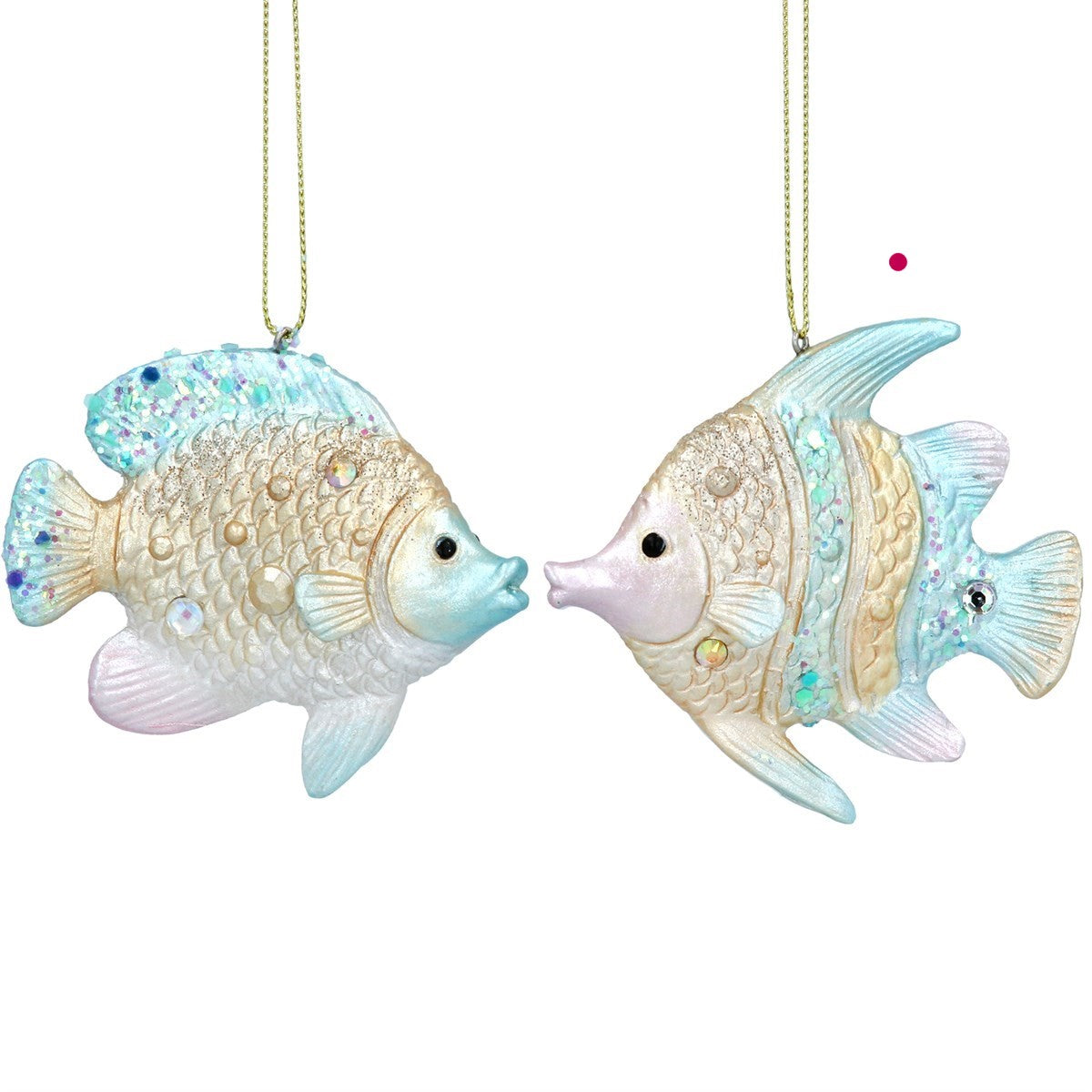Blue/Pink/Gold Resin Fish Christmas Decoration