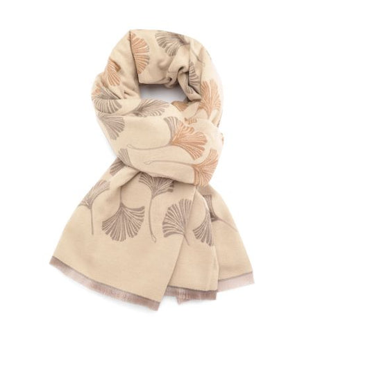 Ginkgo Leaf Scarf, Beige/Cream