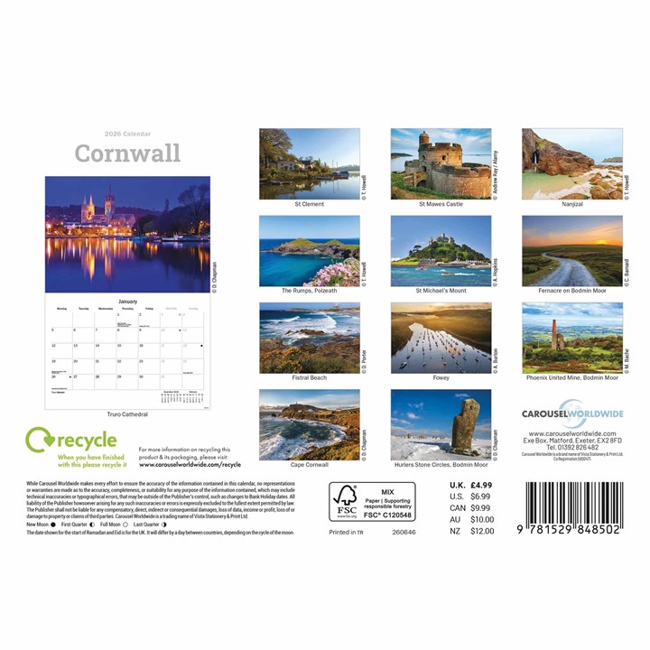 Cornwall A5 Calendar, 2026