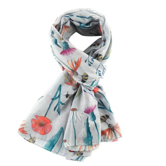 Meadow Print Scarf, Silver