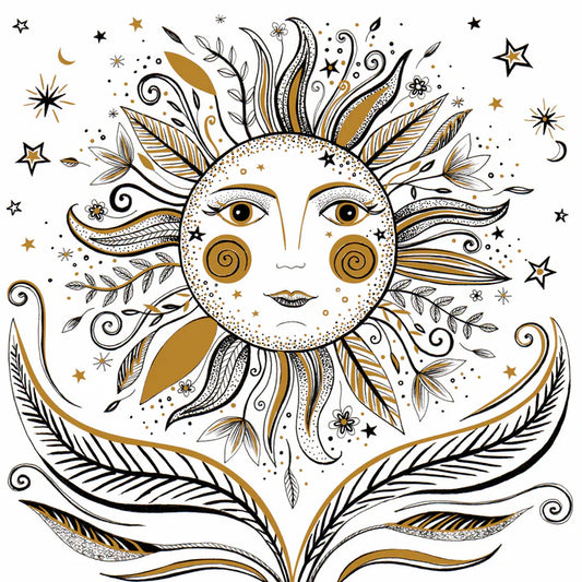 Ink Moon Floral Sun Greetings Card