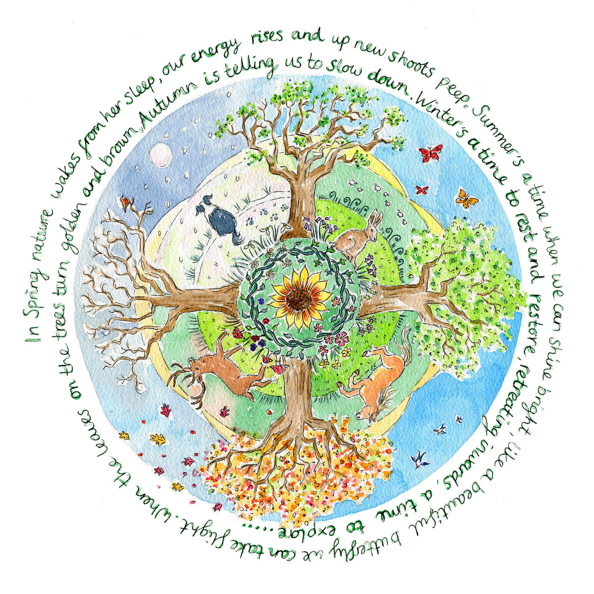 Wheel of the Year Nature Inspired Art Card by Janine Drayson