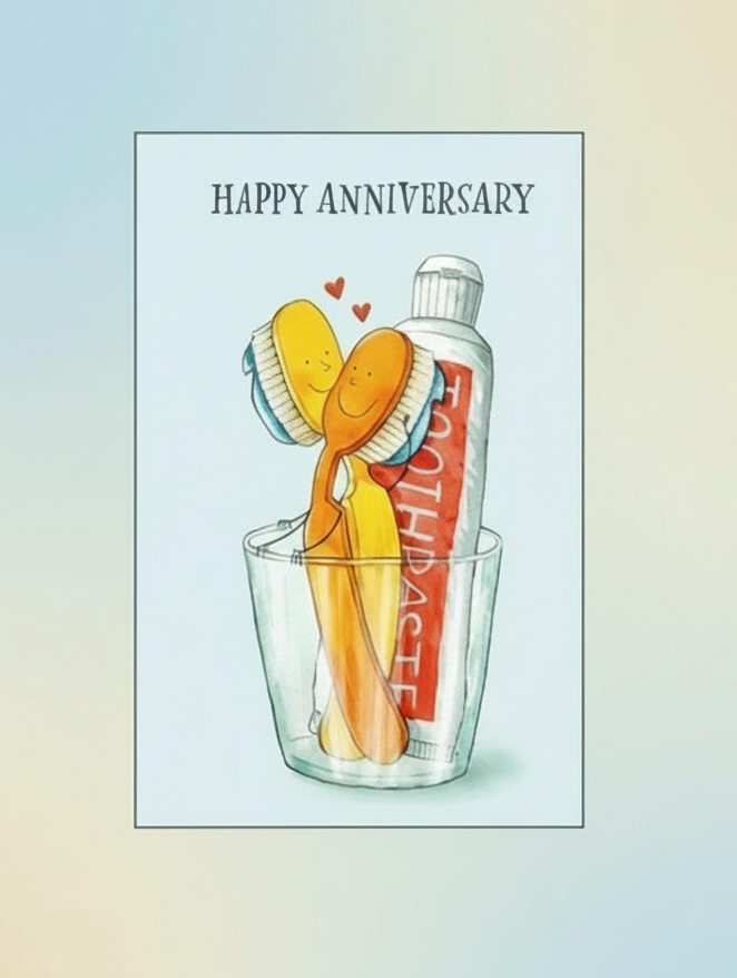 Anniversary Toothbrushes, Greetings Card