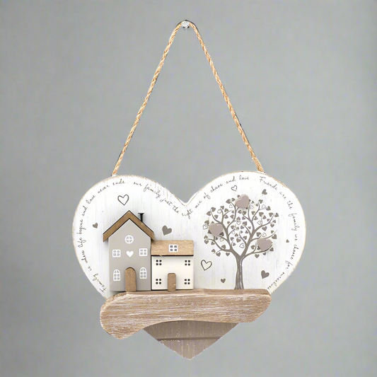 Wooden House Hanging Heart Sign