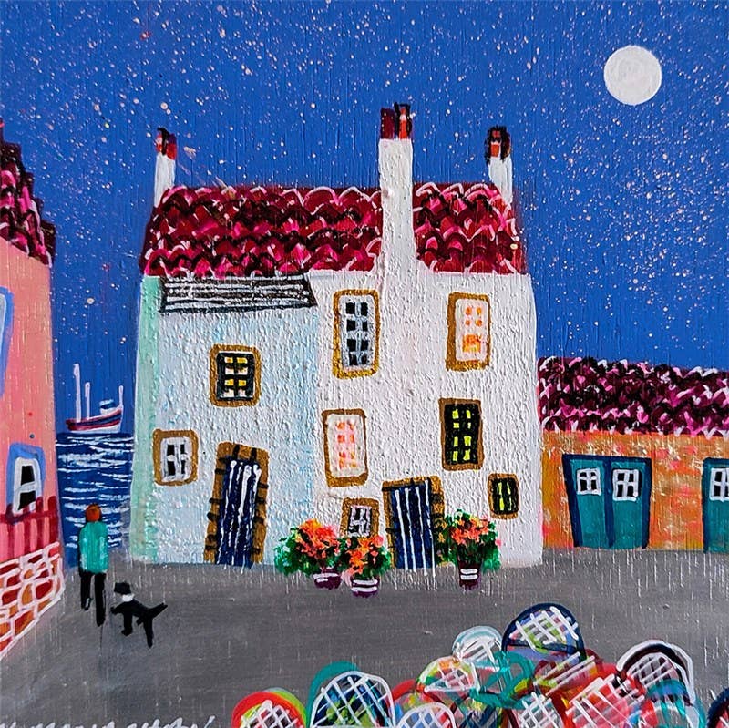 Harbour House and Full Moon Greeting Card