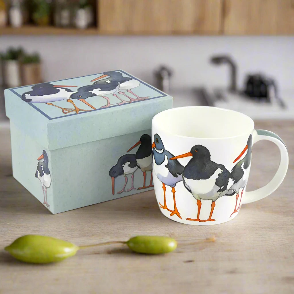 Emma Ball ‘Oystercatchers' Bone China Mug with Gift Box
