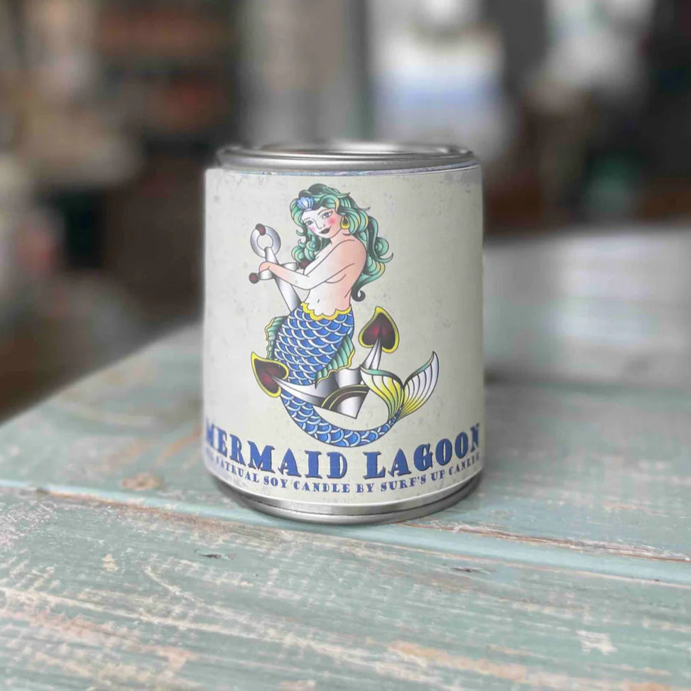 Surfs Up Mermaid Lagoon, Soy Wax 8oz Paint Can Candle