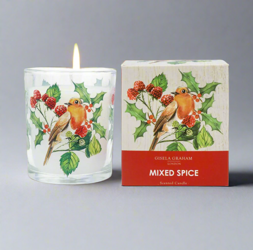 Glass Mixed Spice Scented Christmas Candle, Boxed
