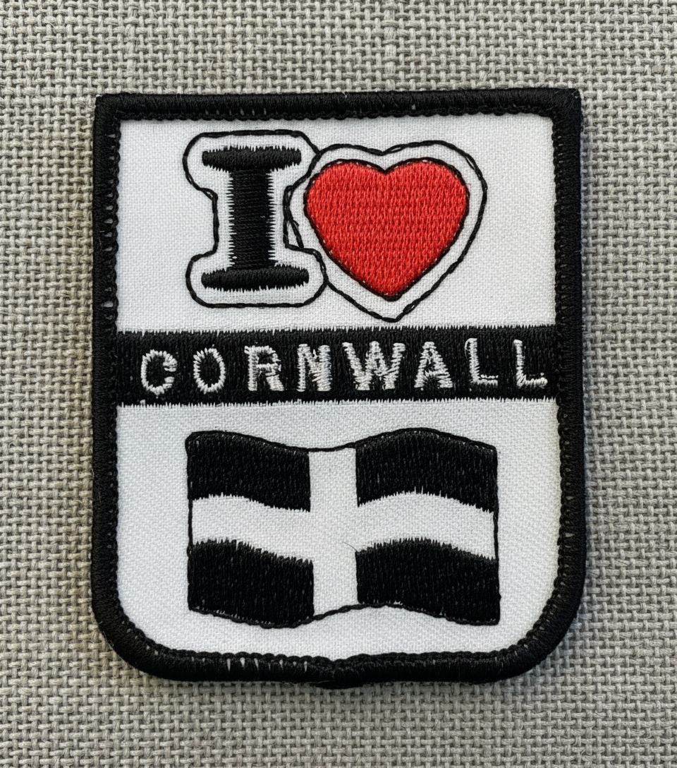 I Love Cornwall Embroidered Badge