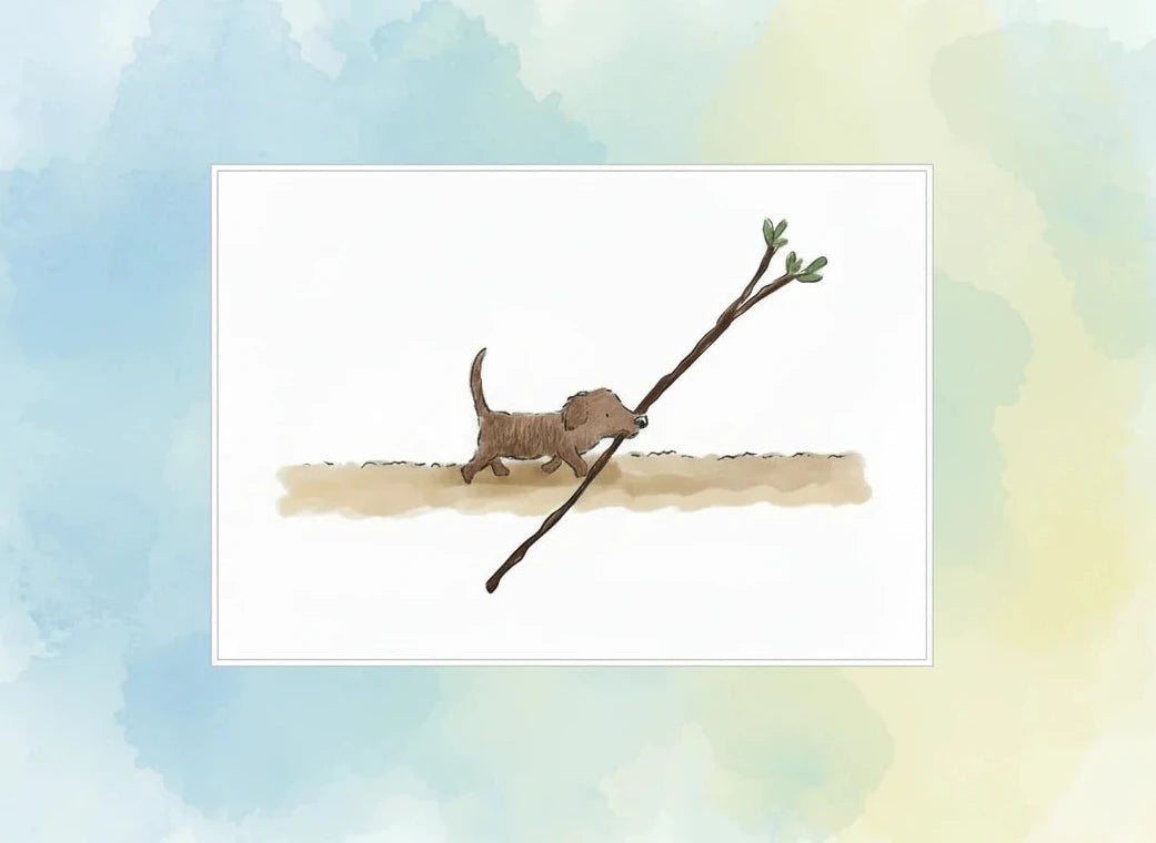 ‘Puppy’s best stick’, Greetings Card