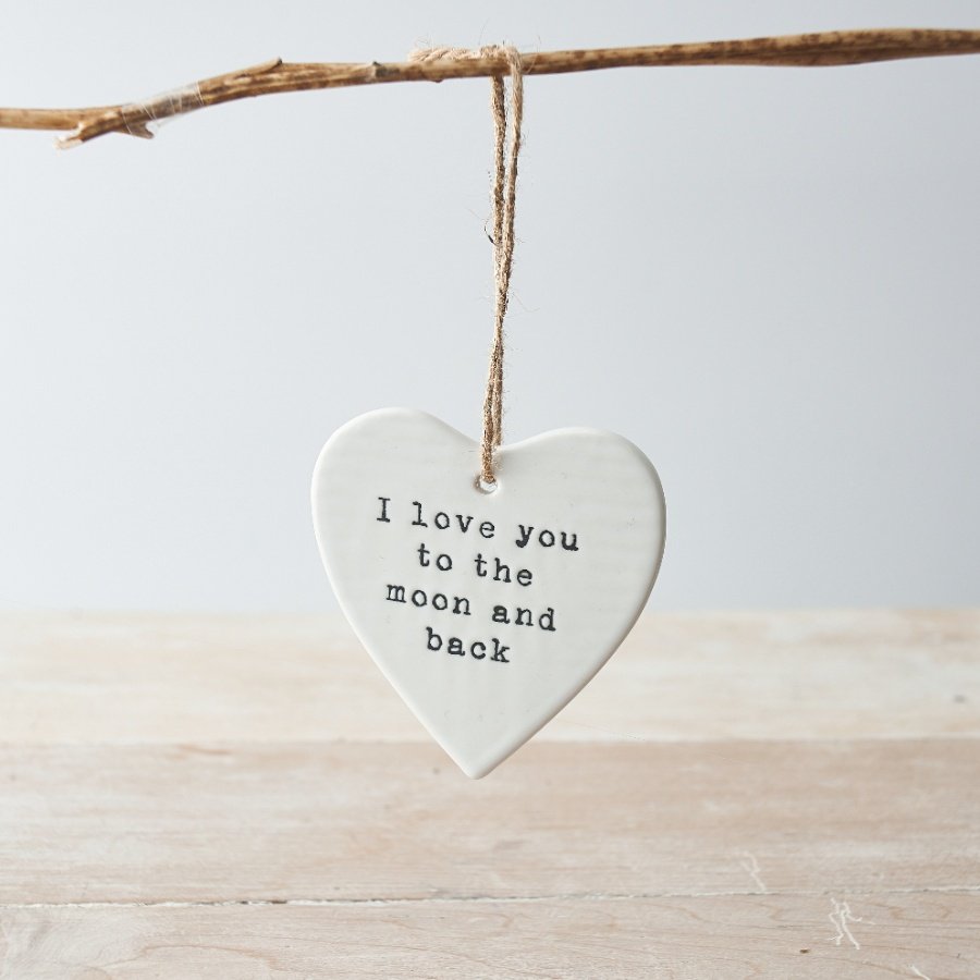 To The Moon And Back Porcelain Hanging Heart