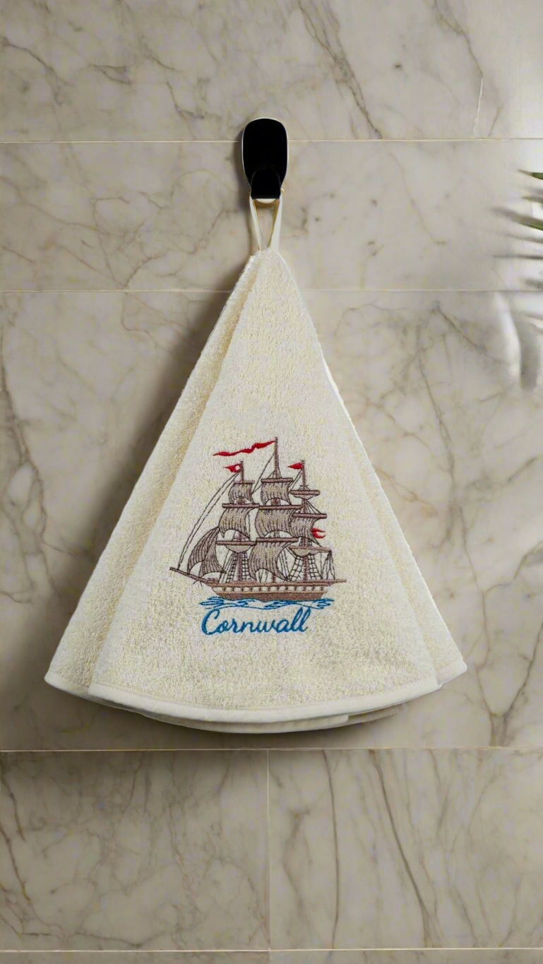 Circular Embroidered Cornwall Hand Towel