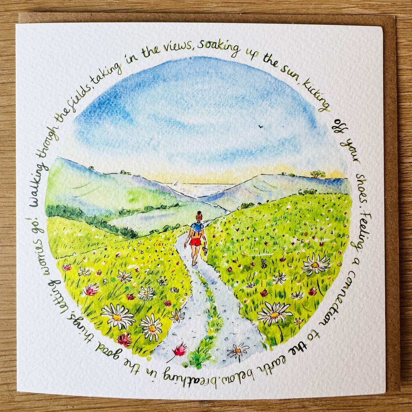 Walking Through The Fields Nature Art Card by Janine Drayson
