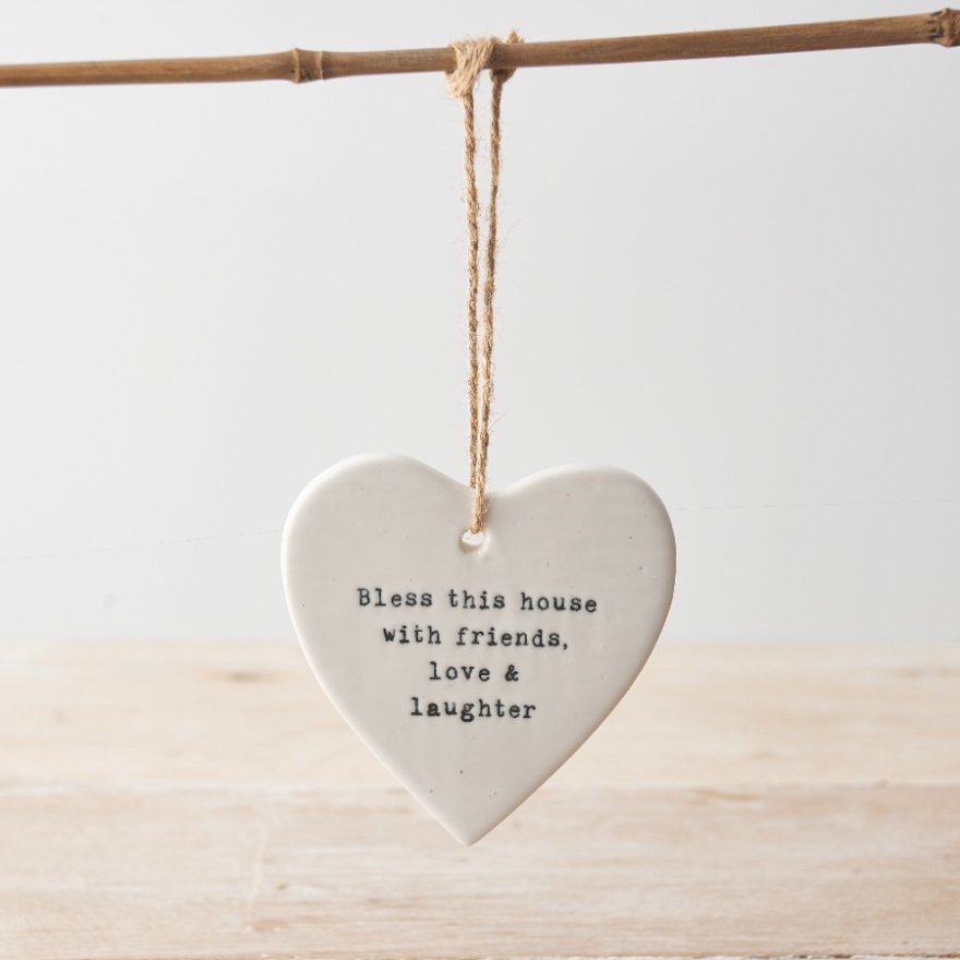'Bless this House' Porcelain Hanging Heart
