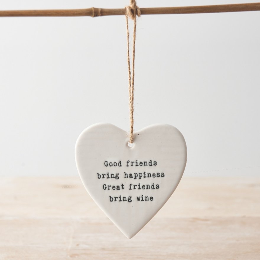 Good Friends Porcelain Hanging Heart