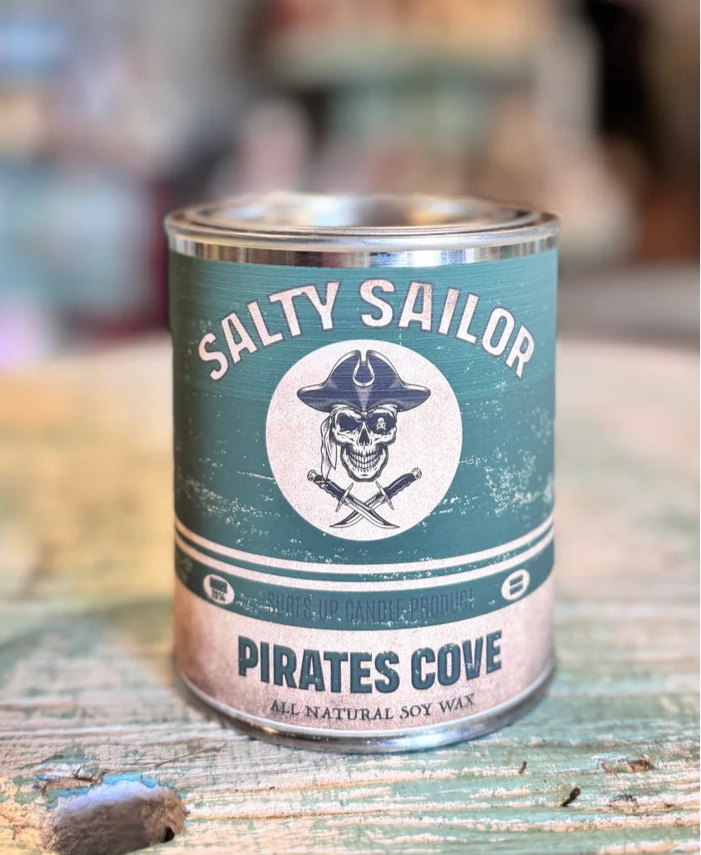 Surfs Up Salty Sailor Pirates Cove, Soy Wax 16oz Paint Can Candle