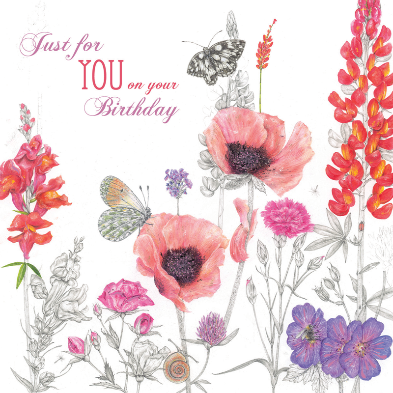 Vintage Garden - Poppies & Butterflies