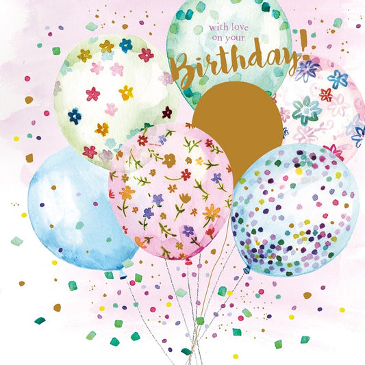 Birthday Treats Greetings Card - Pretty Balloons