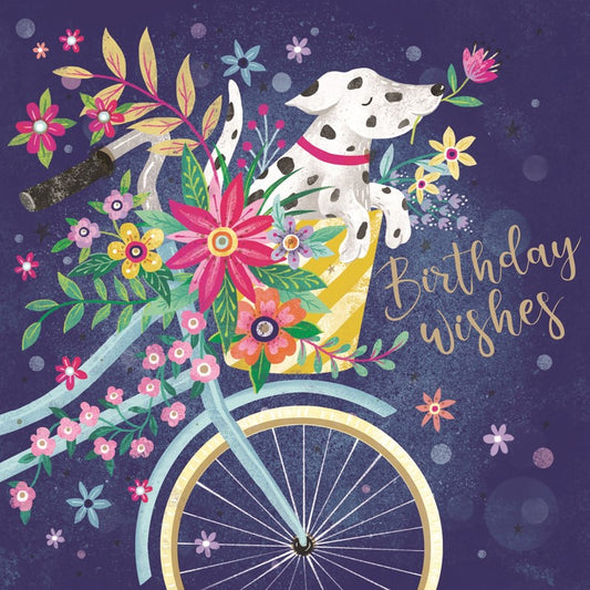 Flower Festival Greetings Card - Bicycle Pup