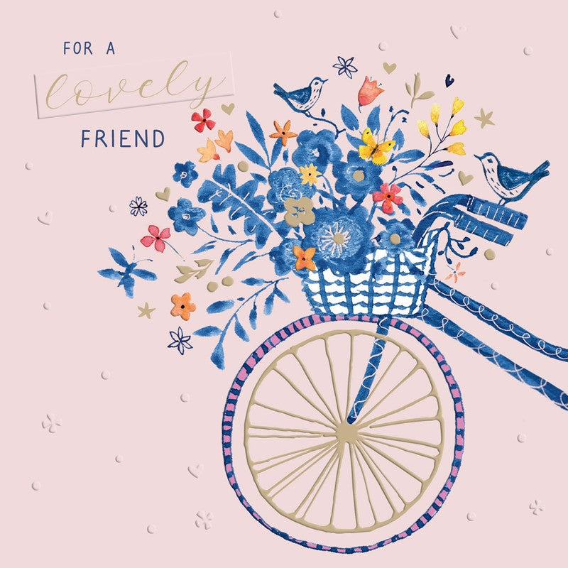 Blue Willow Greetings Card - Pretty Bicycle