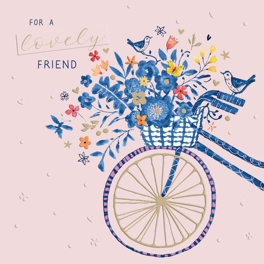 Blue Willow Greetings Card - Pretty Bicycle