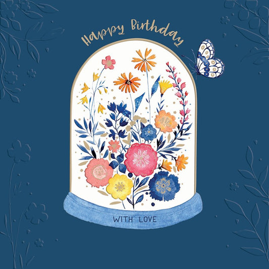 Blue Willow Card - Floral Terrarium