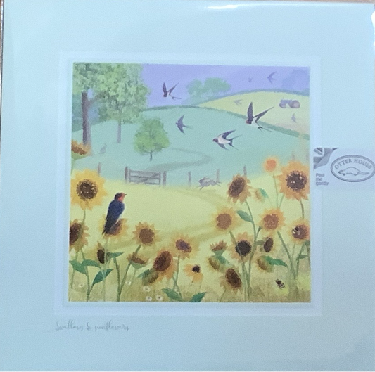 Heydays Swallows and Sunflowers Greetings Card