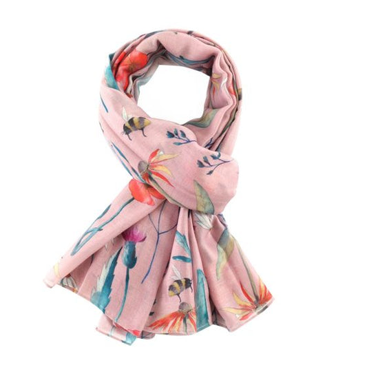 Meadow Print Scarf, Dusky Pink