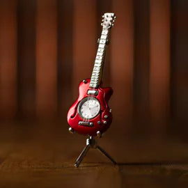 Miniature Red Guitar Clock