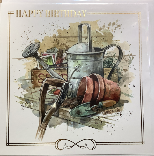 Watering Can & Pots Birthday Card