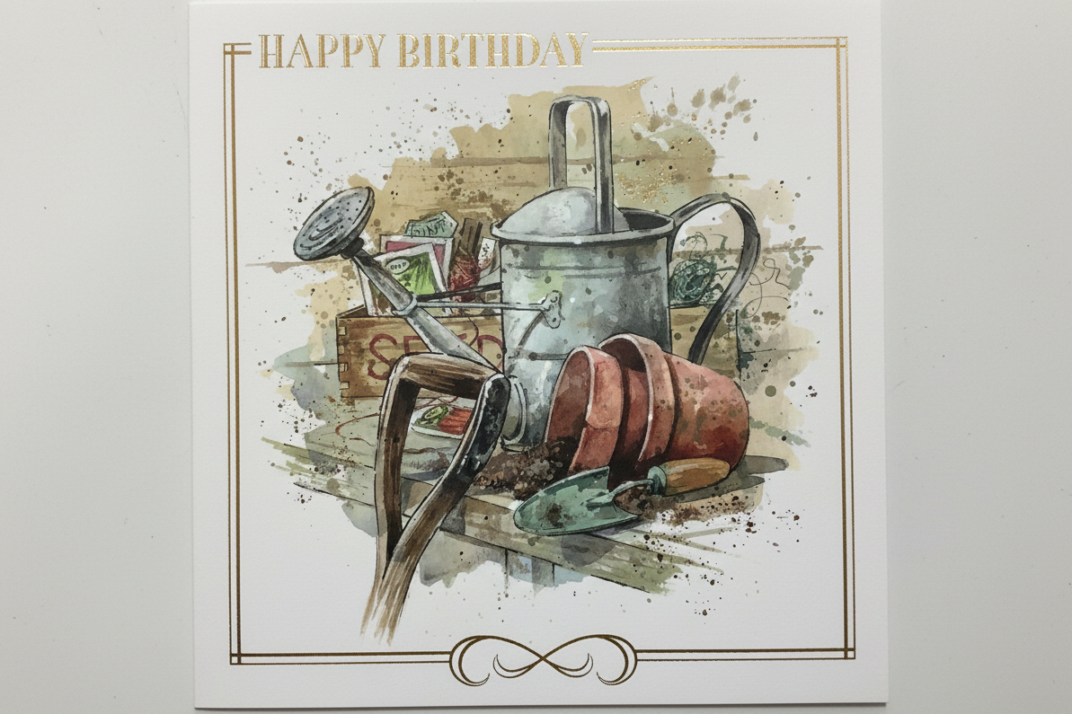 Watering Can & Pots Birthday Card
