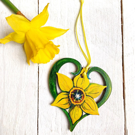 Wooden Daffodil Hanging Decoration